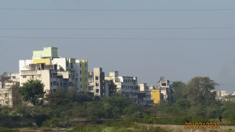Residential construction along the Mutha river in Pune